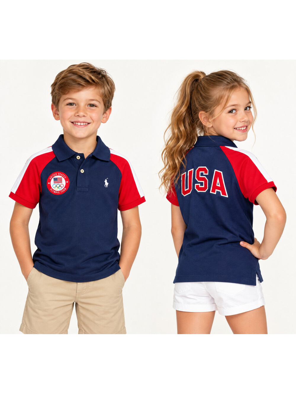 Polo Ralph Lauren Team USA Olympic Polo Shirt Boys Size 7 Red White Blue NWT $59